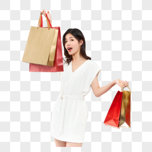 拎购物袋的时尚女性购物图片