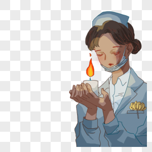护士手捧蜡烛图片