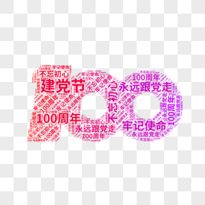 矢量建党100周年文字云高清图片