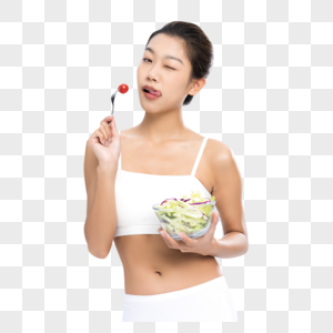 女性健康饮食吃沙拉图片