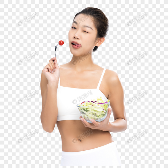 女性健康饮食吃沙拉图片