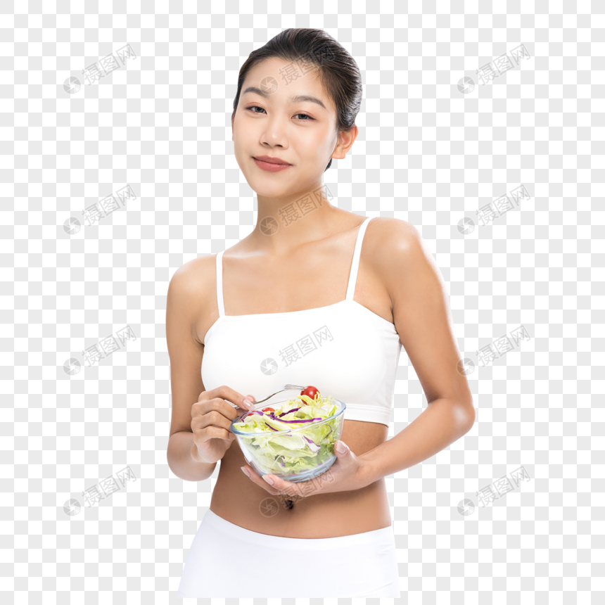 女性健康饮食吃沙拉图片