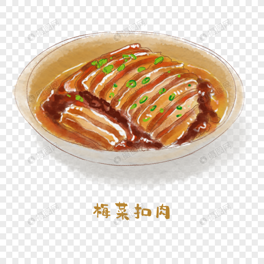 梅菜扣肉粤菜手绘美食