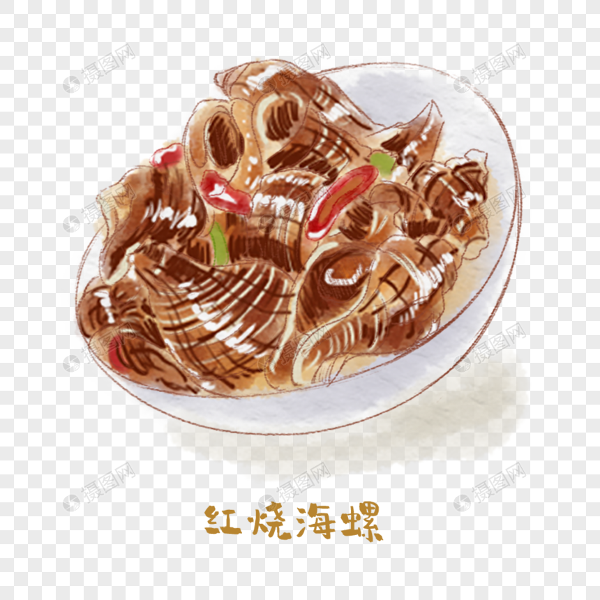 红烧海螺鲁菜手绘美食图片