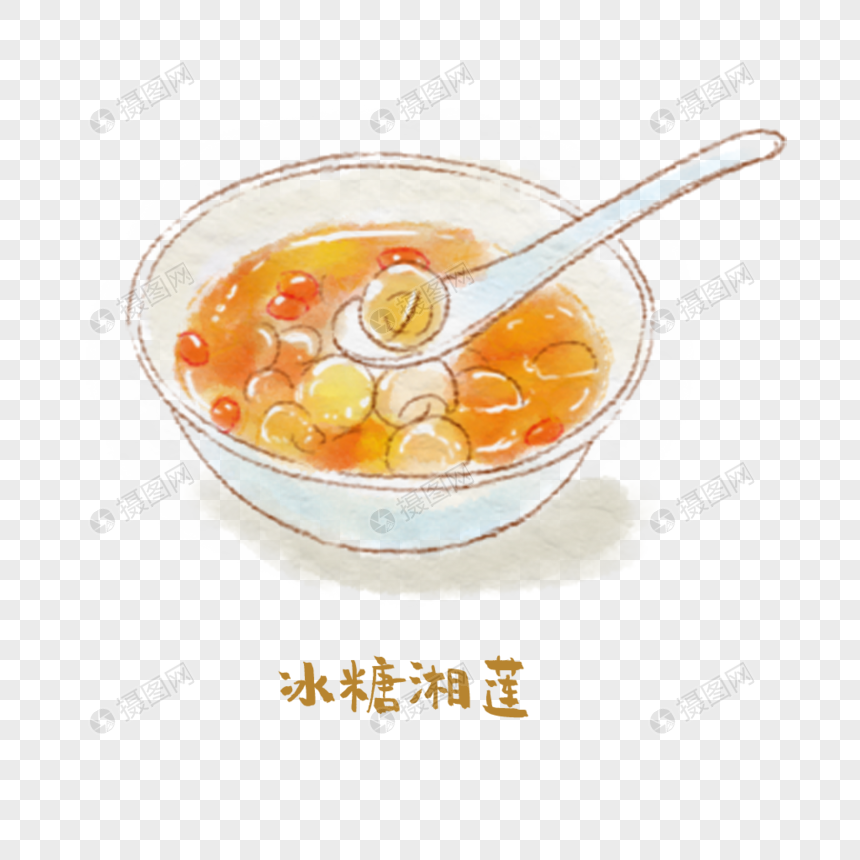 冰糖湘莲湘菜手绘美食图片