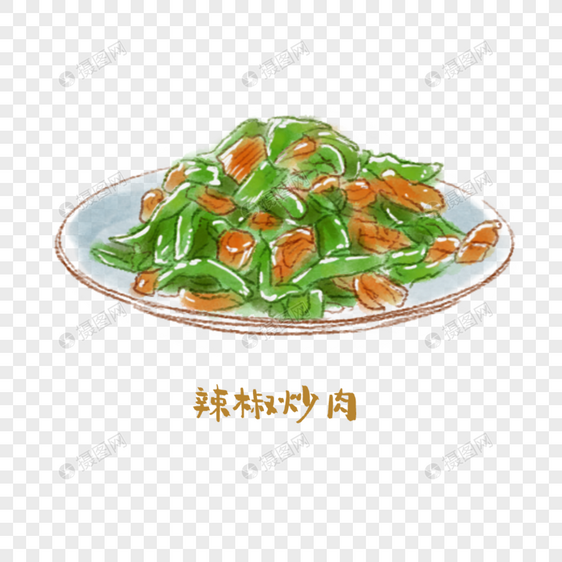 辣椒炒肉湘菜手绘美食图片