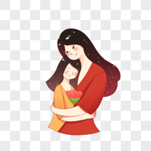 感恩之心恩重如山母亲节之妈妈抱着女儿素材