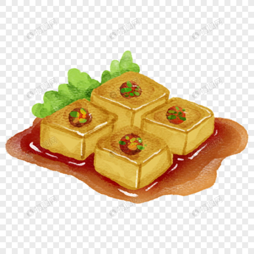 客家酿豆腐粤菜手绘美食