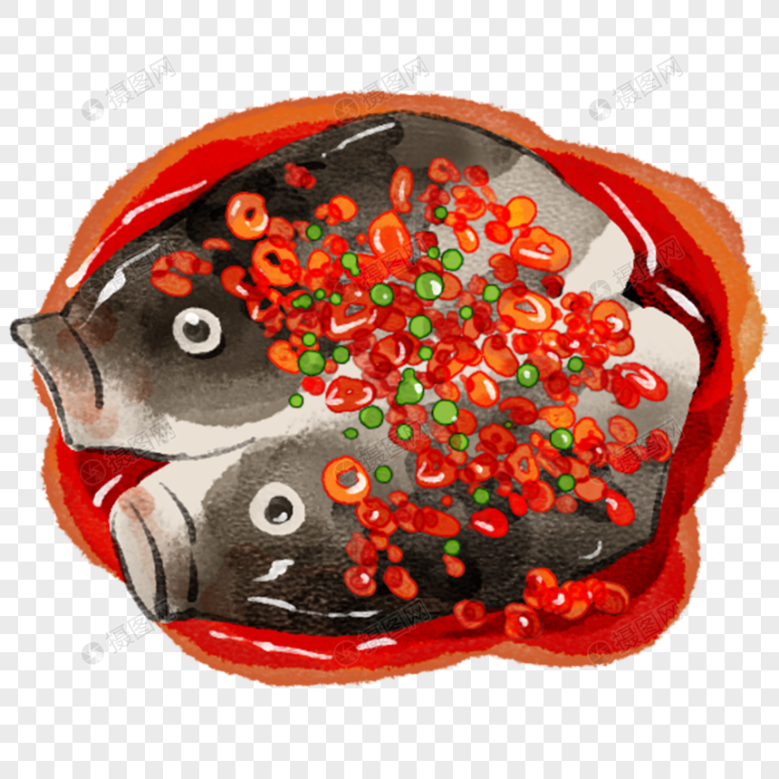 剁椒鱼头湘菜手绘美食元素素材下载-正版素材401912346-摄图网