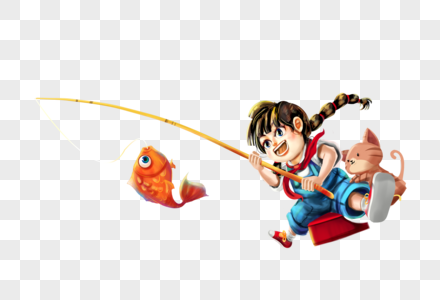 钓鱼的小孩图片