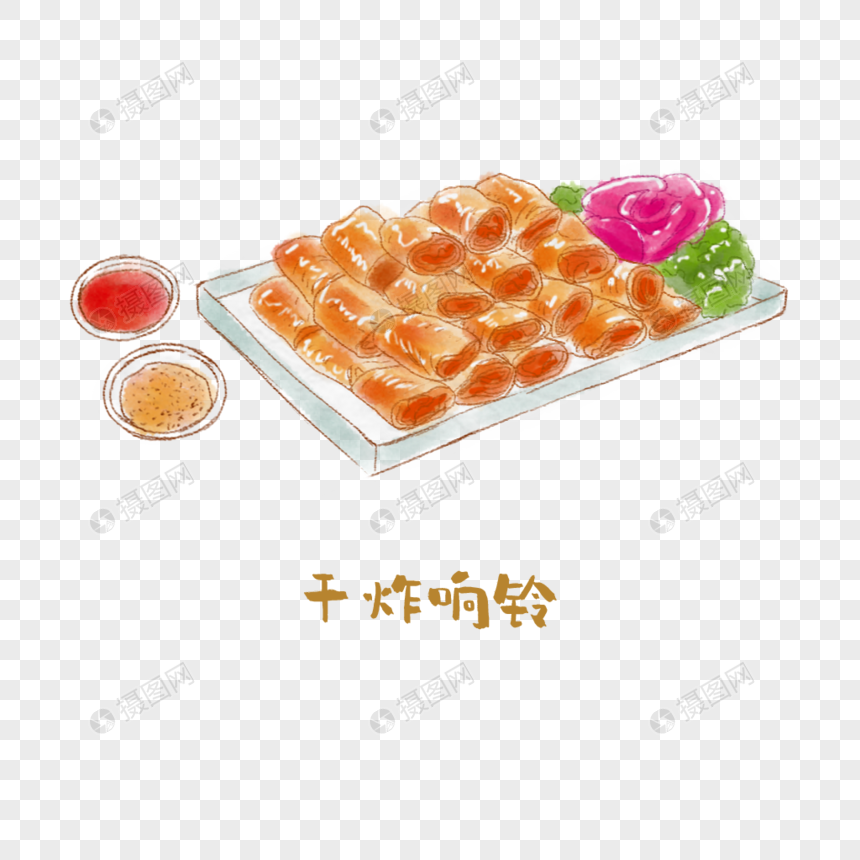 干炸响铃浙菜手绘美食图片