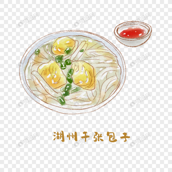湖州千张包子浙菜手绘美食图片