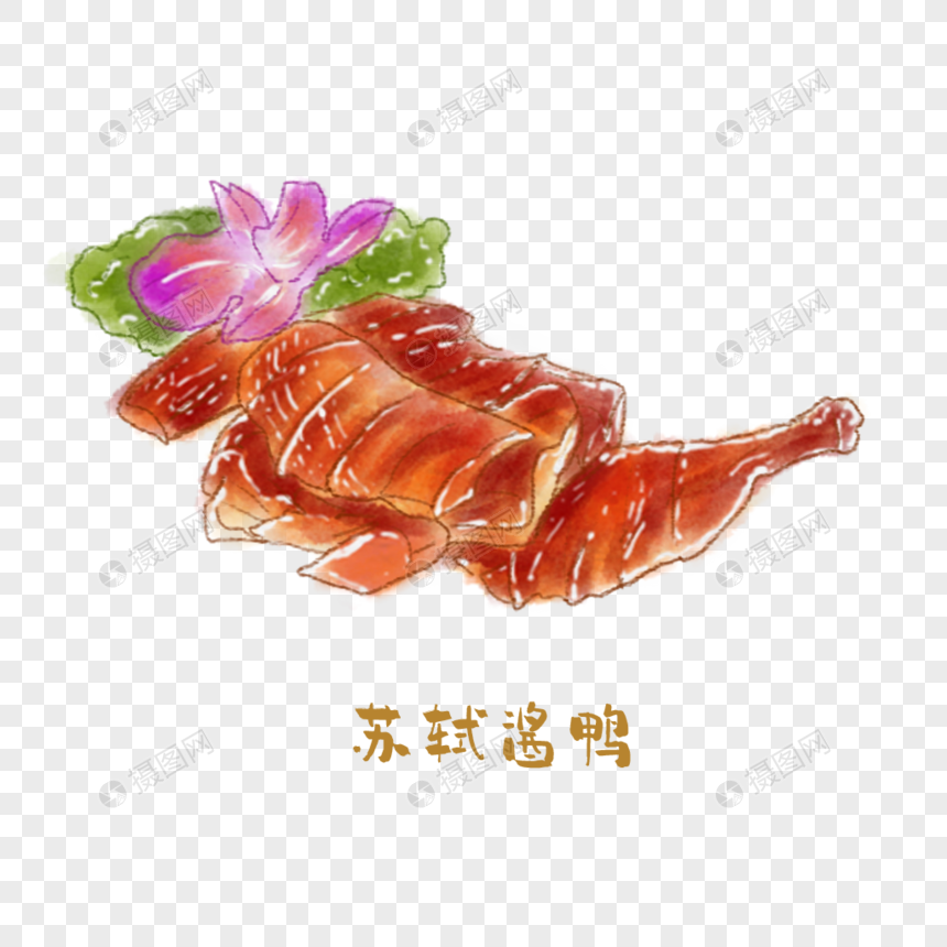 苏轼酱鸭苏菜手绘美食