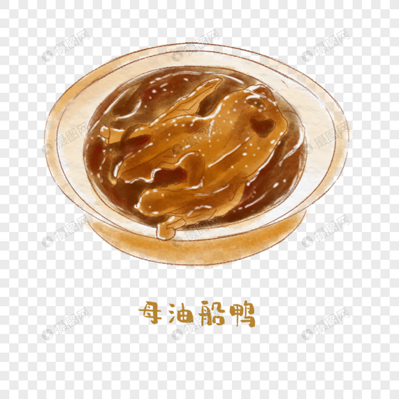 母油船鸭苏菜手绘美食图片