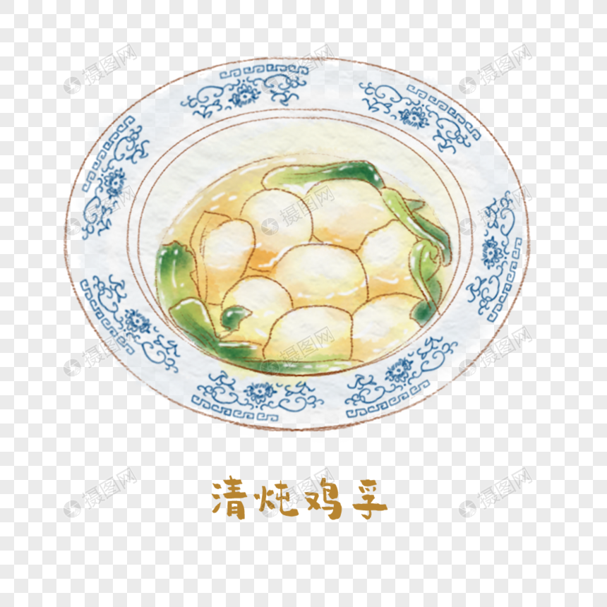 清炖鸡孚苏菜手绘美食
