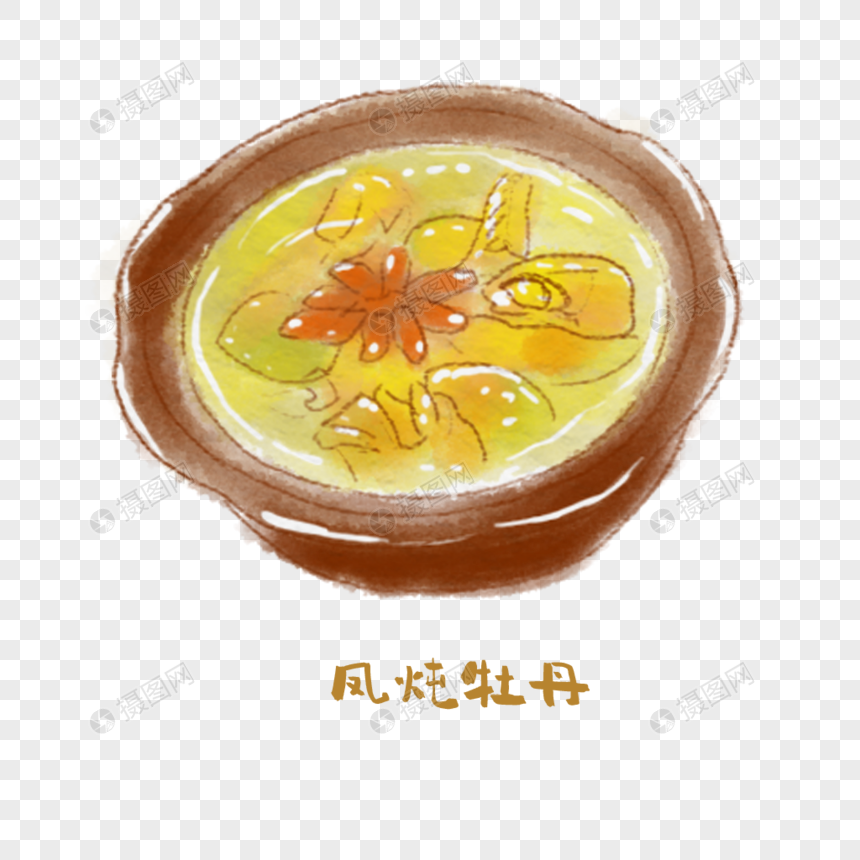 牡丹燕菜插画图片