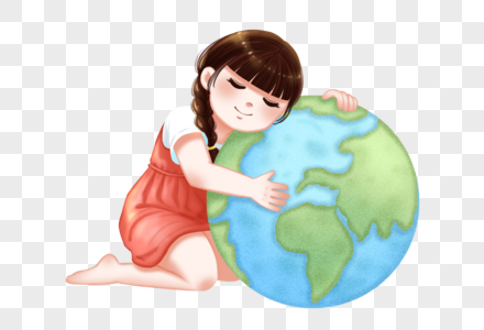 拥抱地球的女孩高清图片