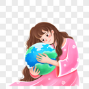 怀抱地球的女孩图片