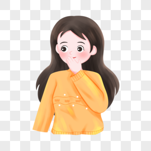捂嘴女孩插画图片