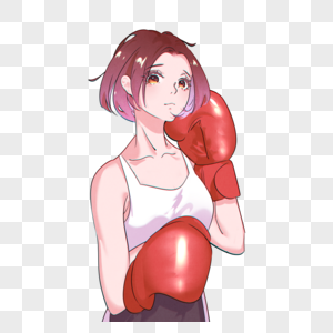 青春活力女孩拳击运动元素素材