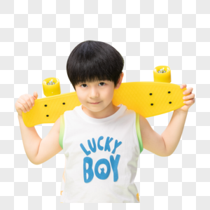 童真小男孩玩滑板高清图片