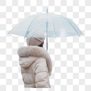 孤单女性撑伞的背影图片