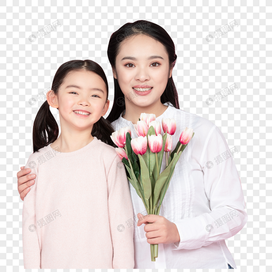 女儿送妈妈郁金香花朵图片