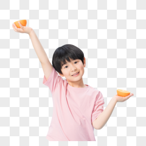 可爱小男孩吃拿橙子图片