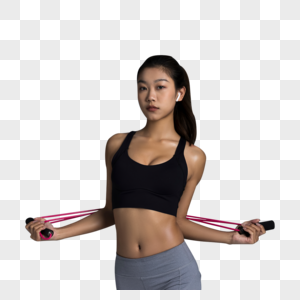 女性用弹力绳健身图片