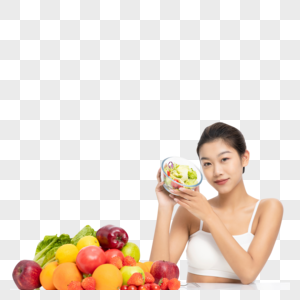 健身女性吃水果轻食图片