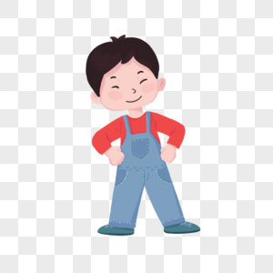 背带裤可爱微笑男孩图片素材