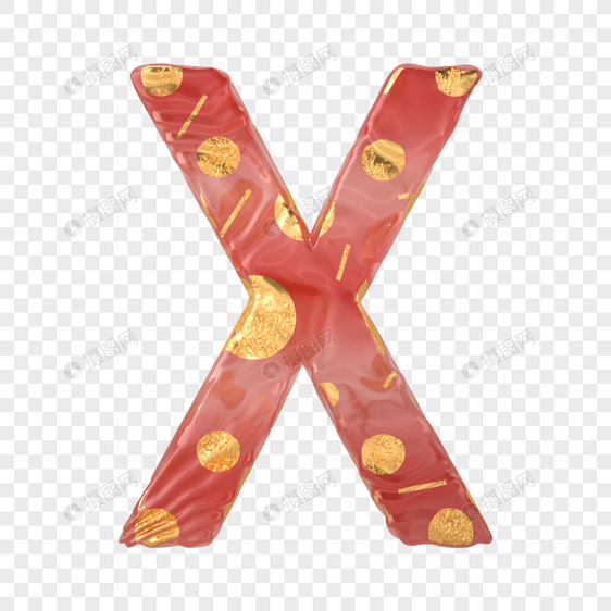 金玉质感立体字母X图片