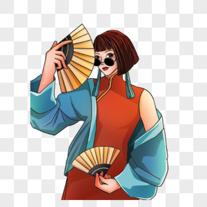 托德摩登米尔斯国潮复古摩登女孩素材