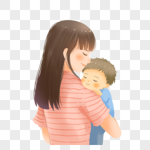 坐母子妈妈抱着孩子素材