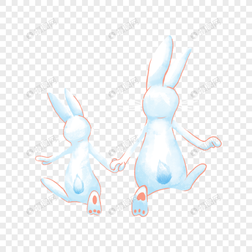 夏天一对兔子背影