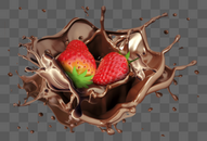 巧克力草莓喷溅图片