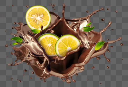 柠檬巧克力喷溅图片