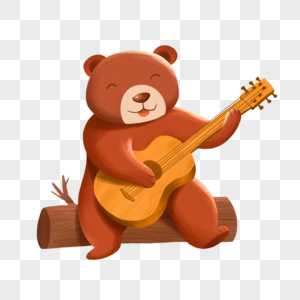 弹吉他的狗熊图片