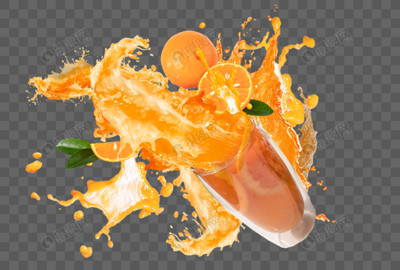 橙子果汁喷溅图片