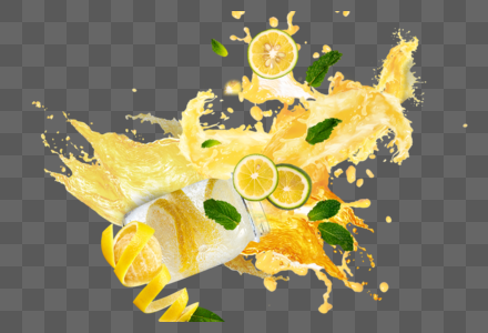 柠檬饮料喷溅图片