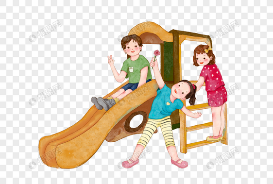 玩滑梯的孩子们图片