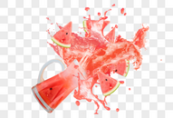 西瓜饮料水果喷溅图片