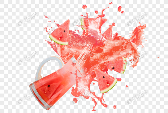 西瓜饮料水果喷溅图片