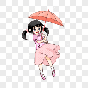雨季雨中撑伞的女孩图片