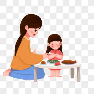 母亲喂孩子吃饭高清图片