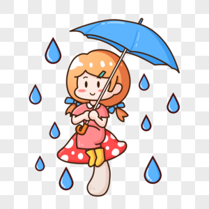 雨季打伞少女图片