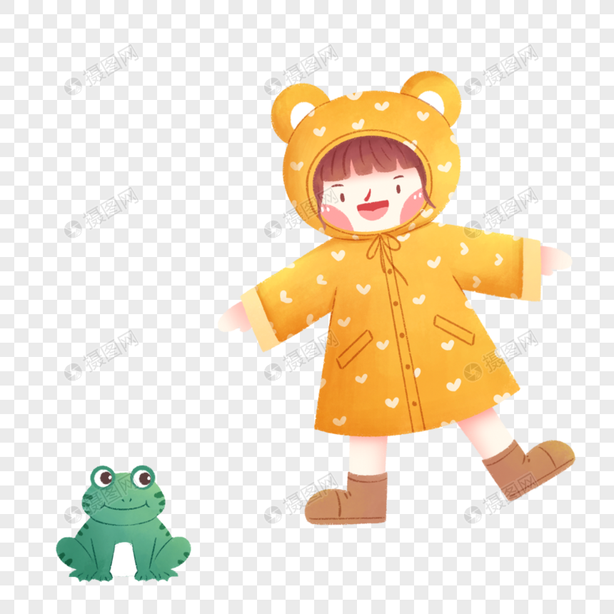 穿小熊雨衣的女孩图片