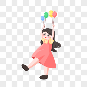六一儿童节之玩气球的女孩子图片