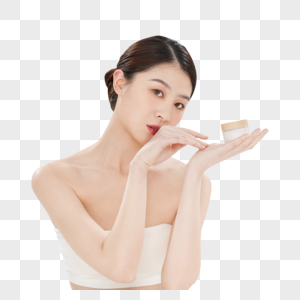 女性护肤面部护理涂面霜图片