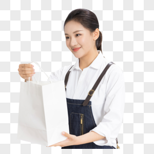 饮品店女性服务员递出外卖奶茶图片